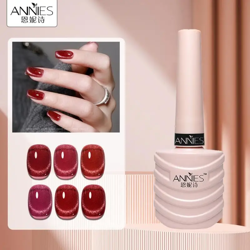 Annies-Verniz de Gel UV Semi Permanente, Manicure, Olho de Gato Magnético, Efeito Glitter, Cor Vermelha, Gato, 10ml