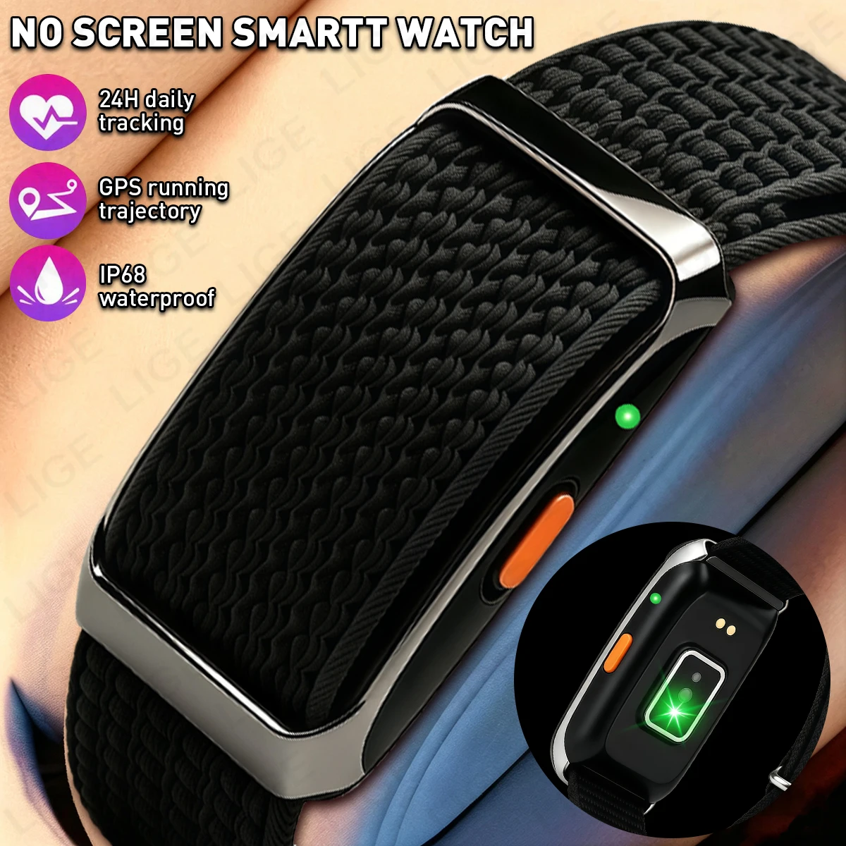 LIGE Neues Smart-Armband ohne Bildschirm, Sportlich, Wasserdicht, mit Herzfrequenz-, Blutsauerstoff- und Schlafüberwachung, Anrufbenachrichtigung, Smartwatch