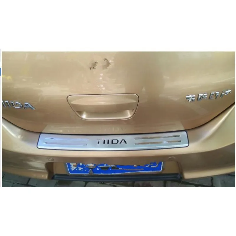 For Nissan TIIDA 2005 2006 2007 2008 2009 2010 Stainless Steel Rear Bumper Protector Sill Trunk Trim accessories styling