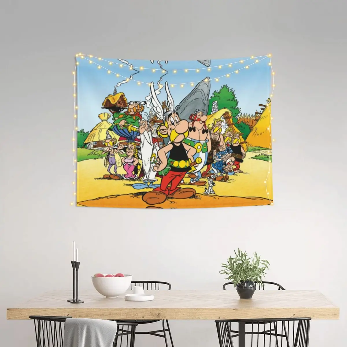 Custom Hippie Fashion Anime Asterix And Obelix Tapestry Wall Hanging Home Decor Anime Cartoon Getafix Tapestries Bedroom