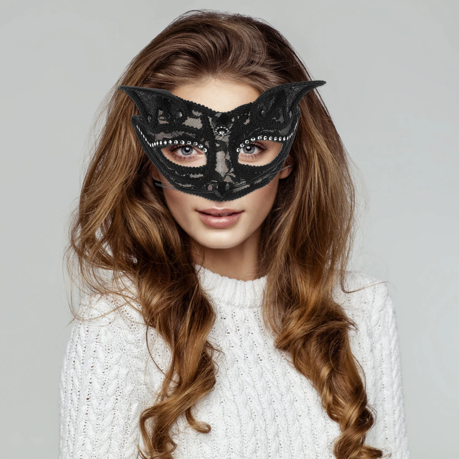 

2Pcs Fox Mask Creative Reusable Half Facial Mask for Halloween Costume Party Dancing Event Cosplay Prop Unique Party Accessory