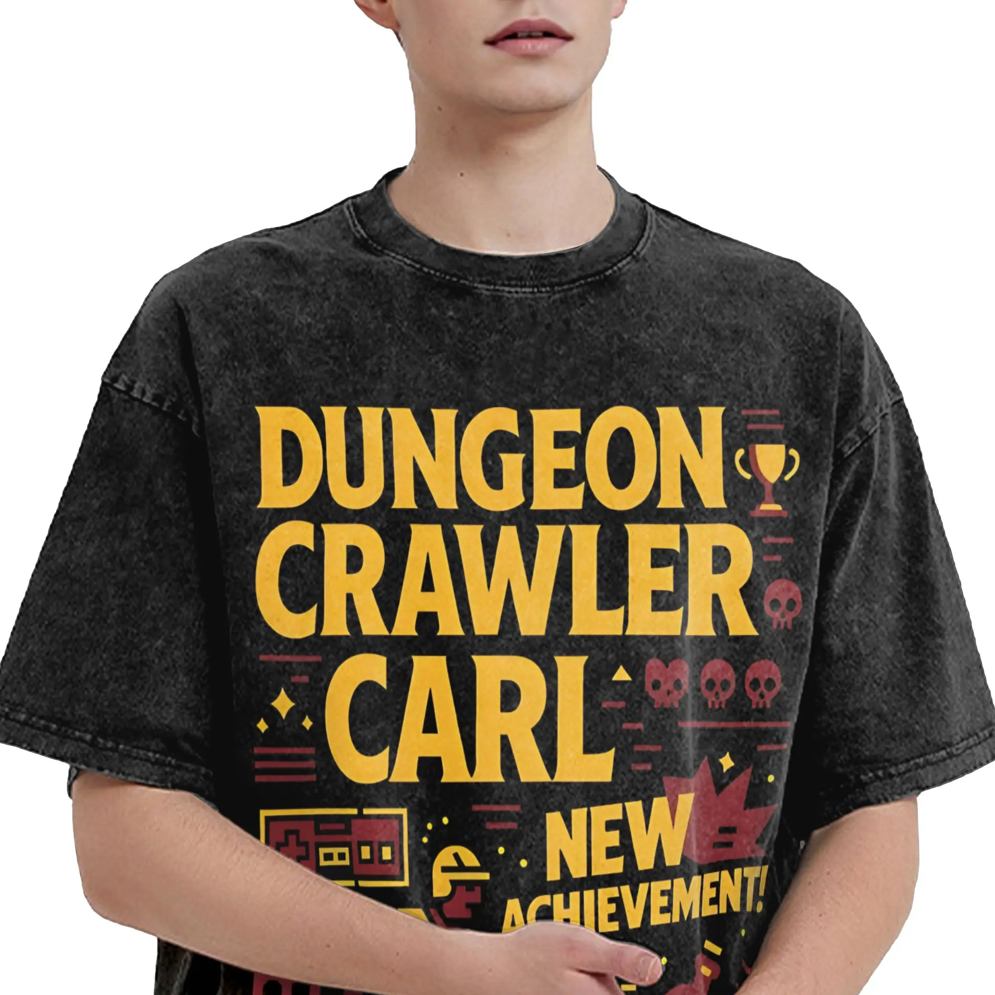 Harajuku Washed Shirt Carl And The Princess Donut and Mongo Dungeon Crawler Carl  Apparel Fashion T-Shirts Oversize  Streetwear