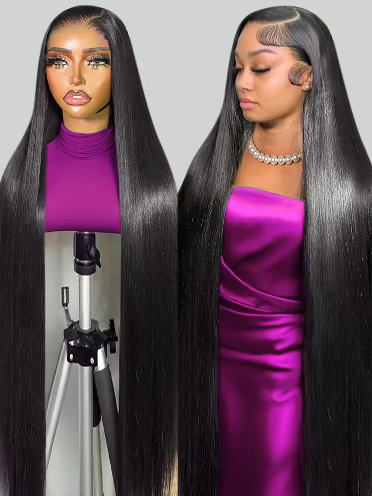 AMYTUD 13x6 HD الدانتيل أمامي خصلات الشعر المستعار الإنسان العظام شعر طبيعي مفرود الباروكات 13x4 مستقيم الدانتيل الجبهة باروكة من شعر طبيعي 36 38 بوصة