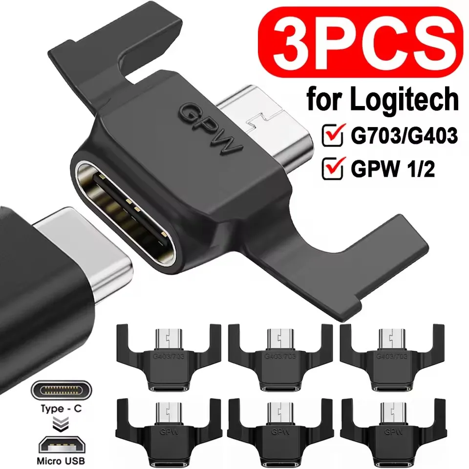 Type C To Micro USB Adapters Female To Male Charging Connectors for Logitech G403/703 GPW 1/2 Gaming Mouse USB-C Converter