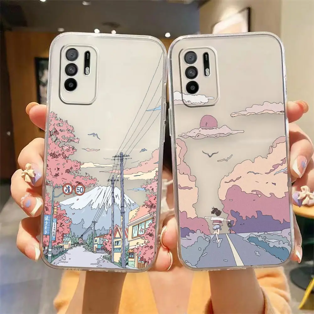 

Case For OPPO A98 A97 A96 A95 A94 A93 A92S A74 A72 A57 A55 A54 A53 A32 A17 A16 A15 4G 5G Case Japan Hand Painted Street Scenery