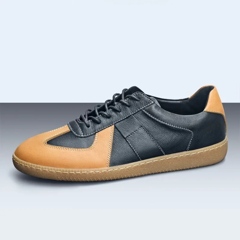 Men's Shoes Genuine Leather Breathable Casual Shoes Male Retro Flat Bottom Low Top Cowhide Trendy Sport Training Shoes Youth