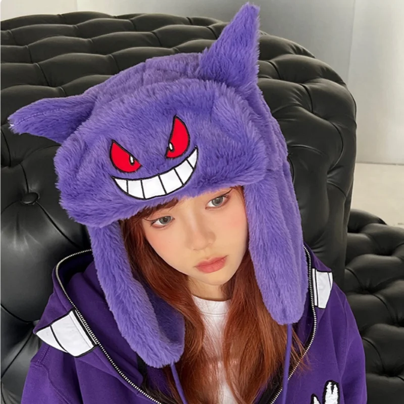 Pokemon Hoed Anime Gengar Ski Hoeden Leuke Cartoon Winter Warm Houd De Koude Cap Kawaii Cosplay Buiten Fietsen Caps Geschenken