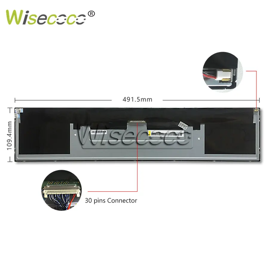 Wisecoco 19 Inch Stretched Bar LCD IPS 1920x360 LVDS Controller Board Shelf Edge Digital Signage Ultrawide Advertising Display