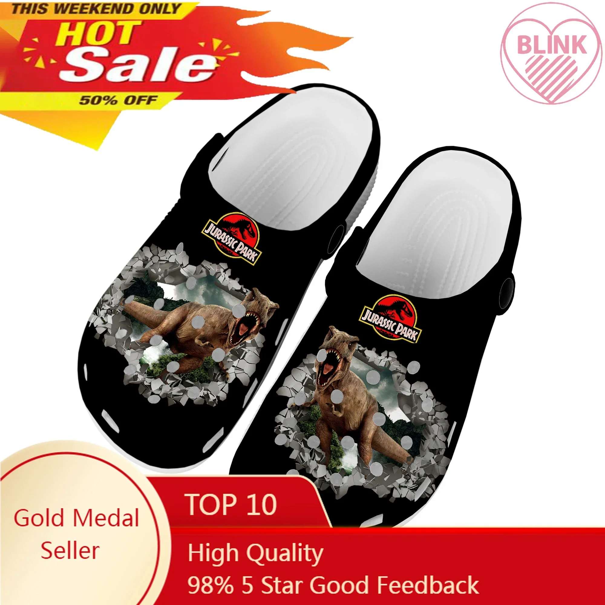 

Dinosaur World Cartoon Jurassic Park Home Clogs Custom Water Shoes Mens Womens Teenager Shoe Garden Clog Beach Hole Slippers