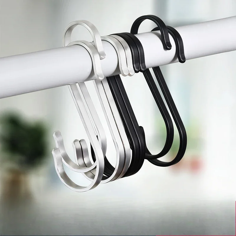 

7PCS Stainless steel S-shaped hook Kitchen seamless hook Shelf movable hook