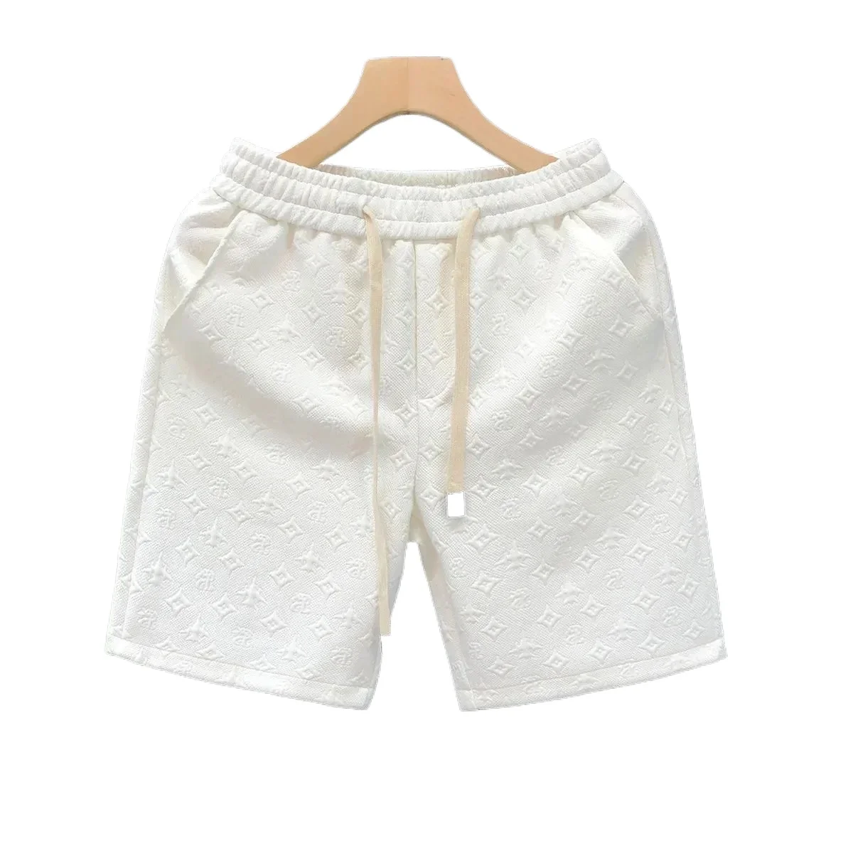 Light luxury style jacquard shorts men's trendy five quarter pants 2025 new men's half pants summer