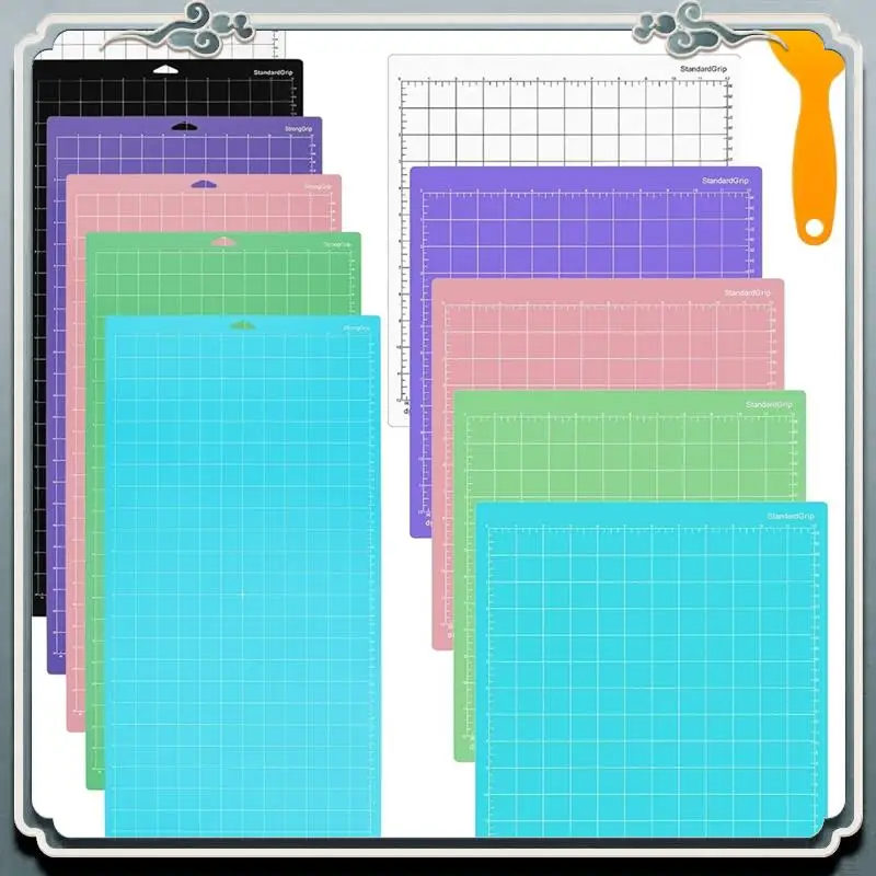 

AC76-11Pcs Набор ковриков для резки Клейкие коврики для резки скребком для декоративно-прикладного искусства