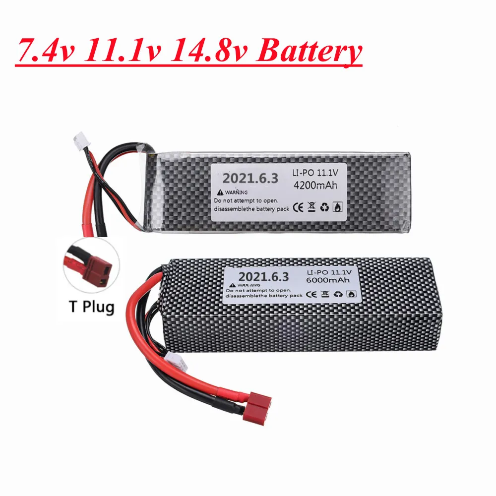 7.4v 11.1v 14.8v 1500/2200/2800/4200/5200/6000mAh For RC Helicopter Toys Car Boats Drone Parts 2s 3s 4s Rechargeable Battery