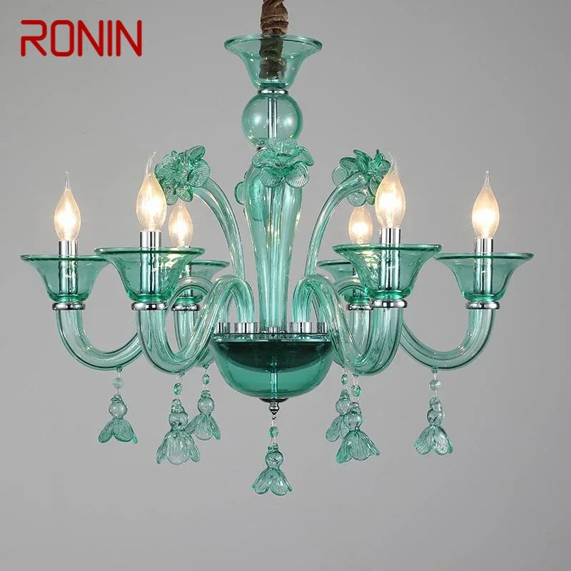 RONIN European Pendent Lamp Green Candle Lamp Luxury Art Living Room Restaurant BedroomVilla Hotel KTV Chandelier