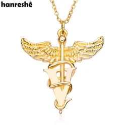 Hanreshe Classic Caduceus Veterinary Pendant Necklace Medicine Snake Wing Scepter Charm Necklaces Jewelry Gifts for Doctor Nurse