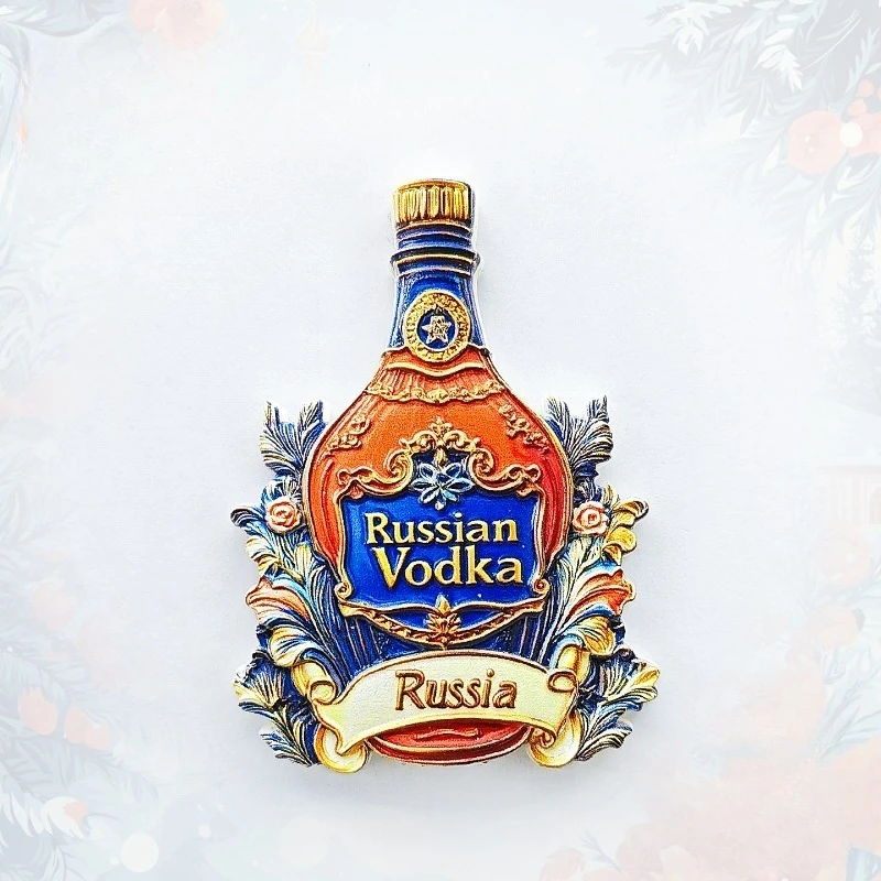 Russia Vodka Fridge Magnet - Classic 3D Red Bottle Souvenir Unique Russian Gift for Travel & Bar Home Decor