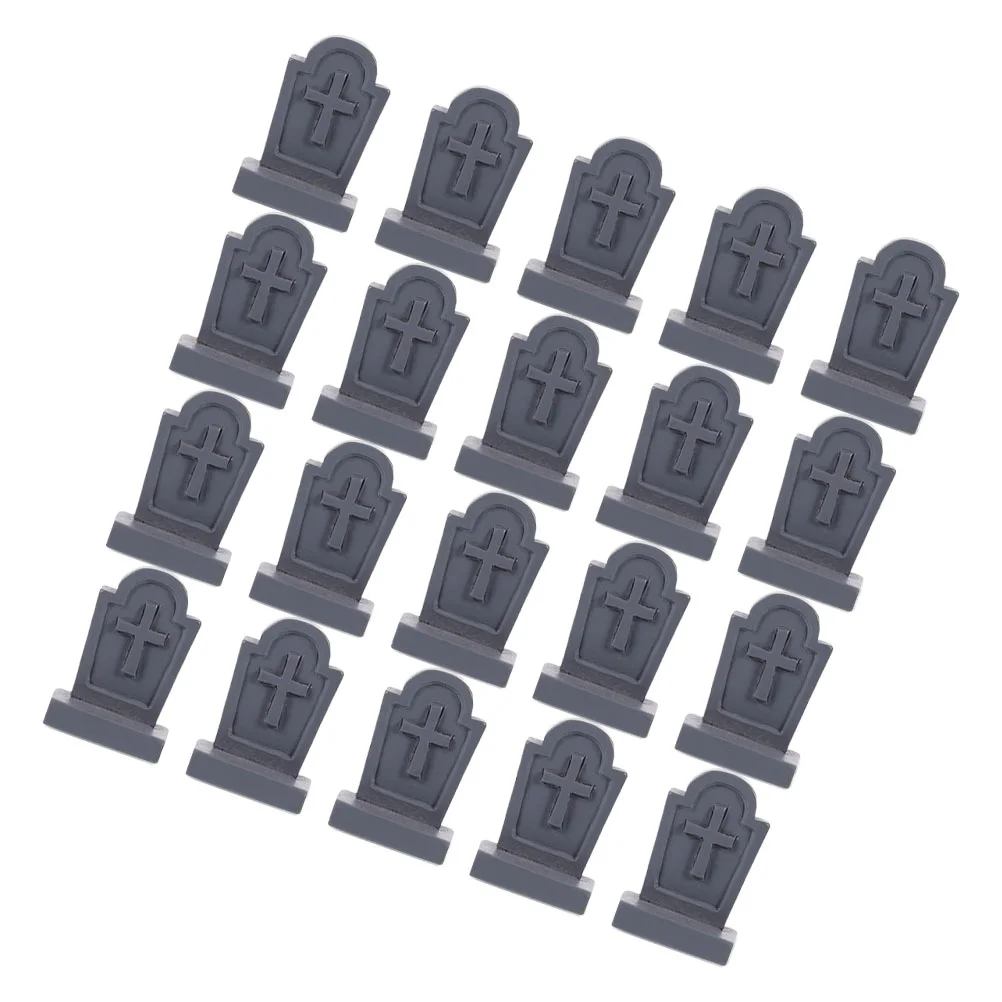 20 Pcs Micro Landscape Tombstone Graveyard Modeling Pumpkin Halloween Decorations For Cemetery Resin Miniature Dark Grey