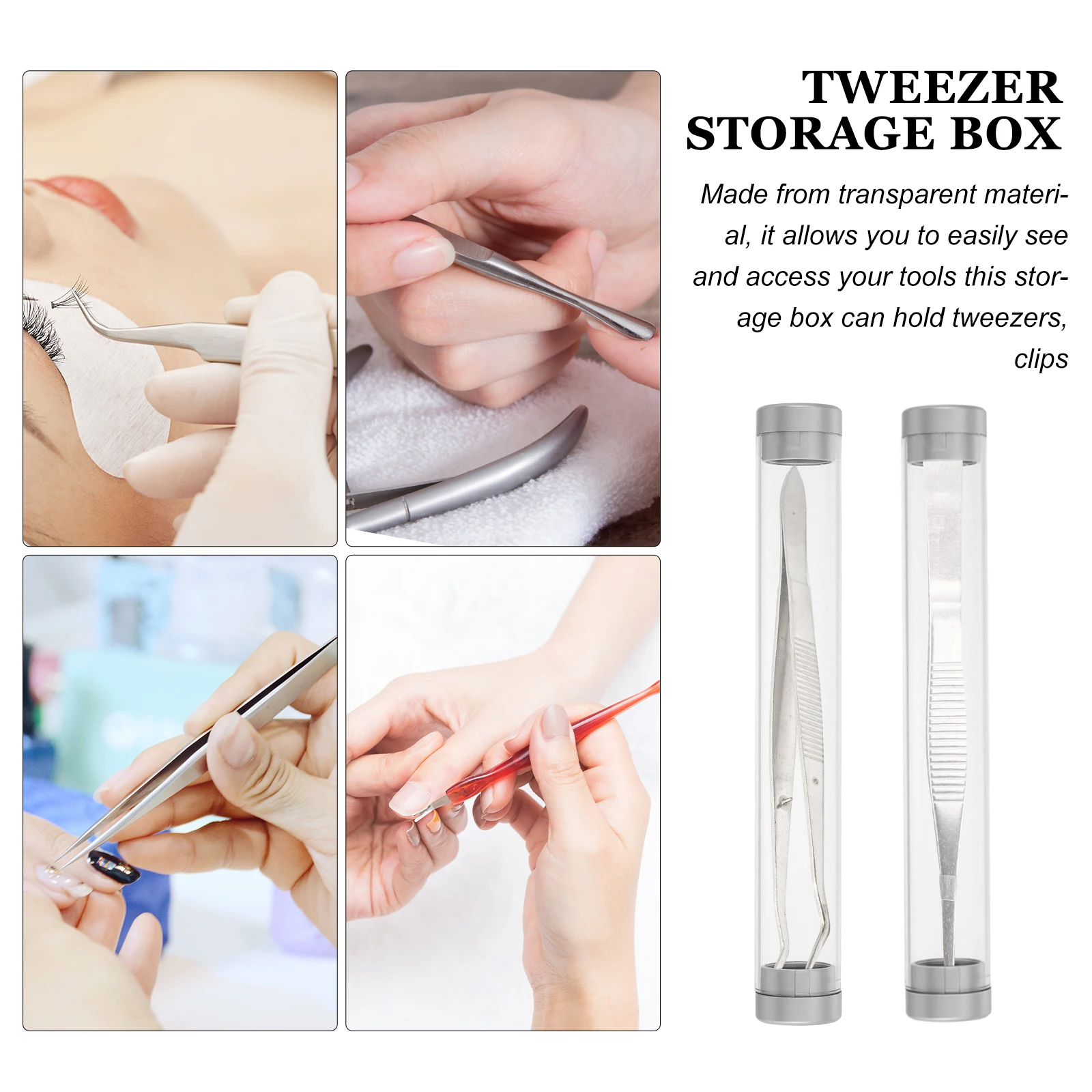 

Eyelash Extension Tweezer Storage Box Cylinder Transparent PC Case for Beauty Tools Makeup Nail Lash Eyebrow Waxing Supplies