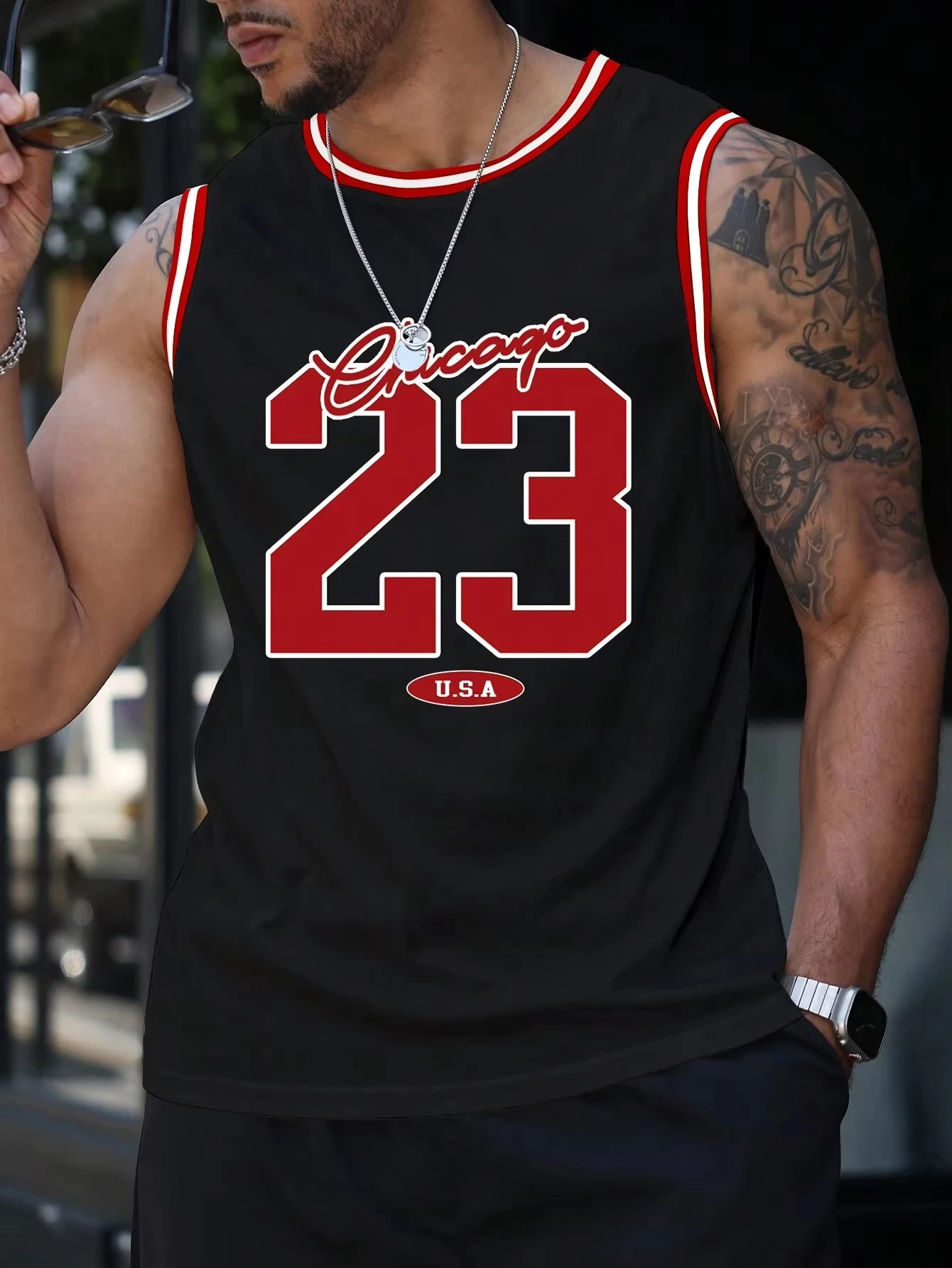 Summer Chicago No.23 Speed Dry Sleeveless White Black Running Gaming And Sports Large Men's Tank Top Speed Dry Neutral Tank Top
