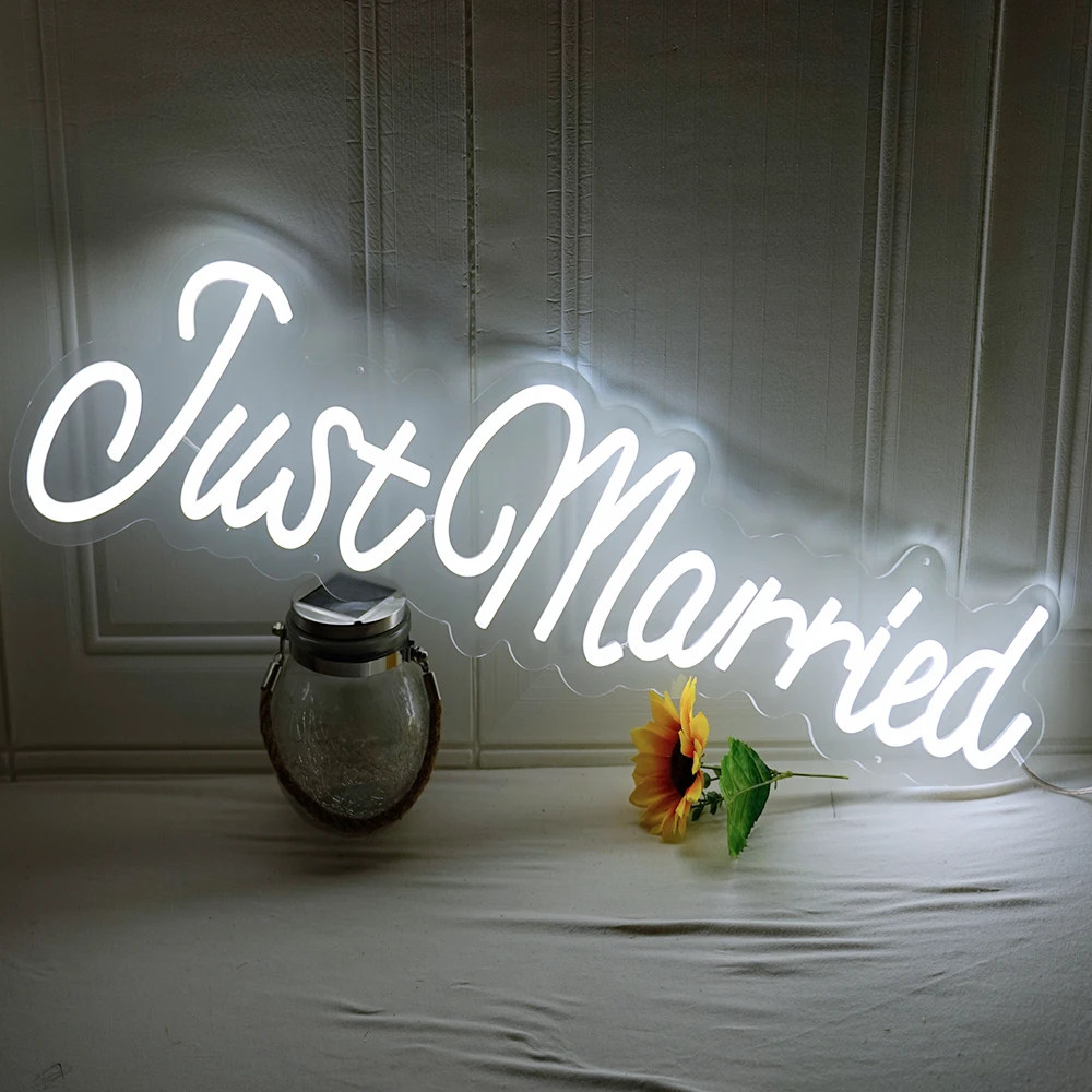 

Just Married Wedding Proposal LED Neon Light Sign for Home Night Light Wedding Party Light Sign Room Atmosphere Decor Lights