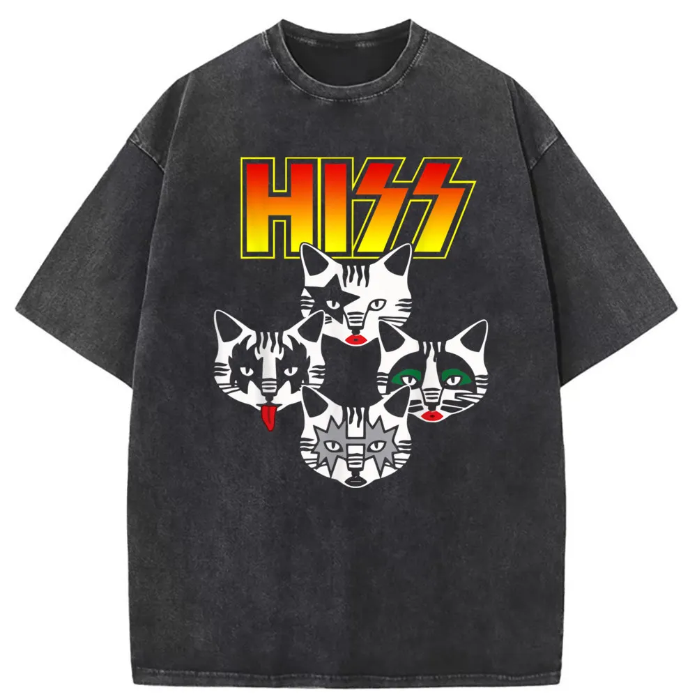 Brand Men's Tshirts Men Hiss Funny Cats Kittens Rock Customized Sweatshirts Long Sleeve Europe Sportswears Vintage Clothing