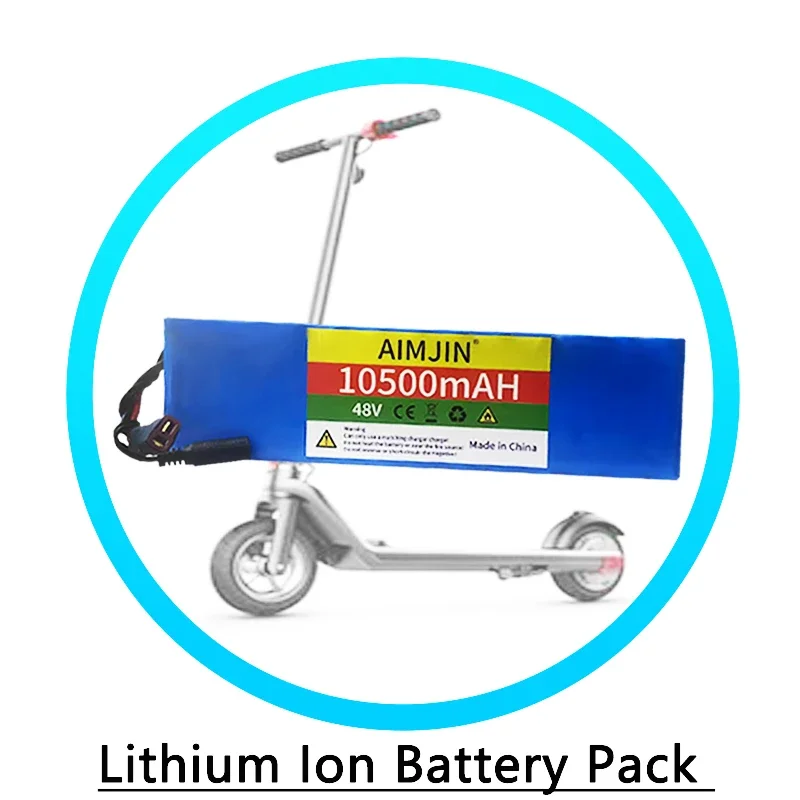 

48V 10.5Ah 1000W 13S3P lithium-ion battery pack, suitable for scooter of 54.6V 10500mAH with BMS+54.6V 2A charger XT60-XT30 Plug