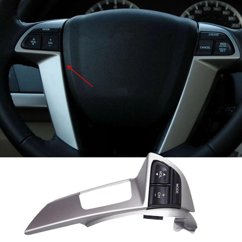 Car Steering Wheel Left Side Volume Adjustment Switch With Holes Frame Multifunction Button For Honda Accord 2008-2012