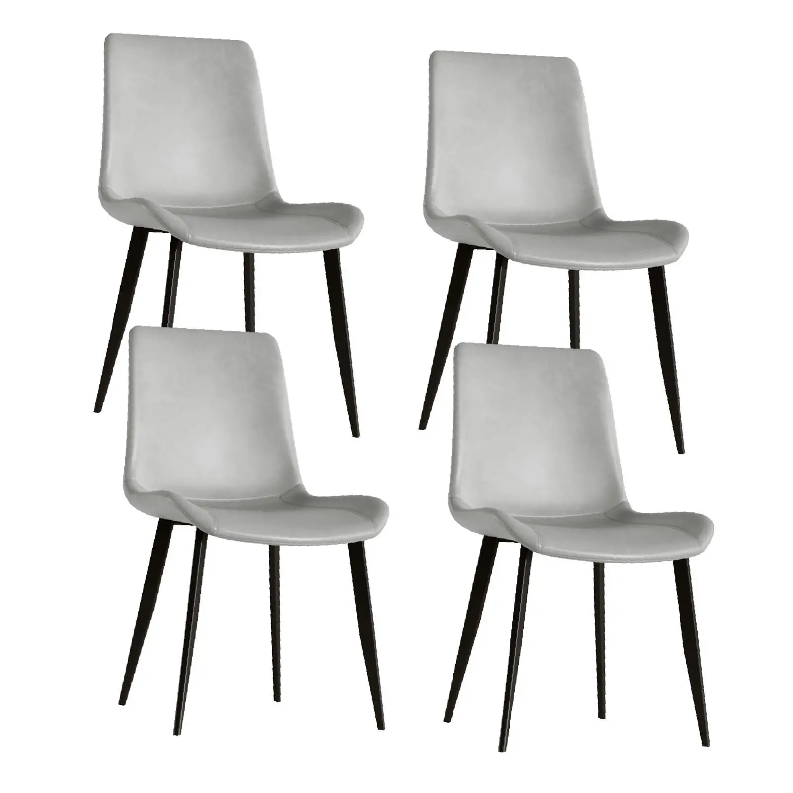 

Black Carbon Steel Legs Dining Chair Set Modern Floral Design Easy to Clean PU Leather for Dining Room Office