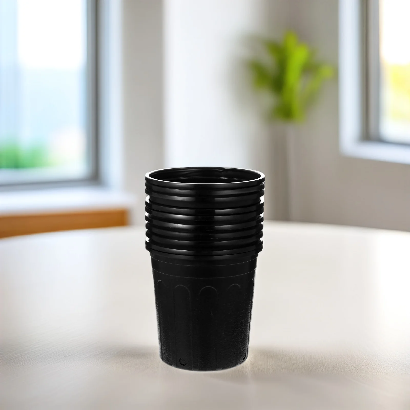 

10pcs Root Control Plastic Flower Pots 1 Gallon With Drainage Holes Lightweight For Indoor Outdoor Garden Decor Black