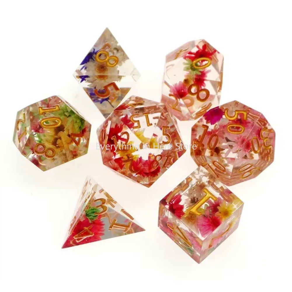 

7pcs/set Numbered Polyhedral Dice Set Suitable for Role-Playing RPG Board Game Card Game Resin Dice Game Accessories