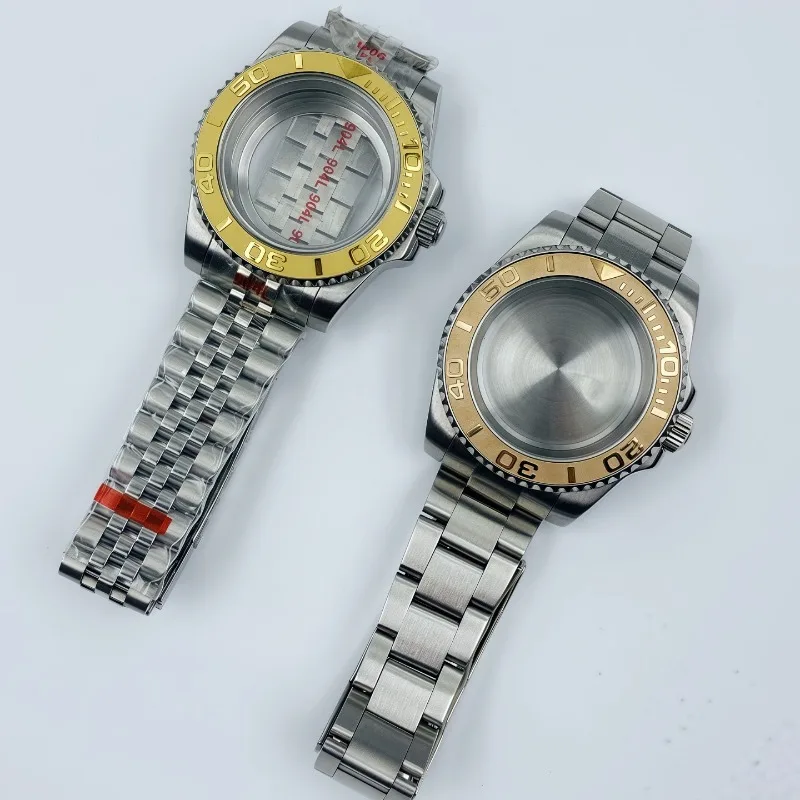 Per cassa NH35 Set di cinturini per cassa in acciaio inossidabile da 40 mm Raccordo in vetro zaffiro per cassa piatta con movimento NH34