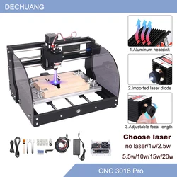 CNC 3018 pro maxレーザー彫刻機,3軸彫刻機,木材フライス盤,PCB, PVC,ミニカッター彫刻機