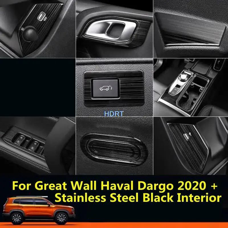 

Accessories For GWM Haval Dargo 2020-2022 Car Styling Stainless Steel Black Interior Gear Panel Glass Switch Outlet Cover Trim