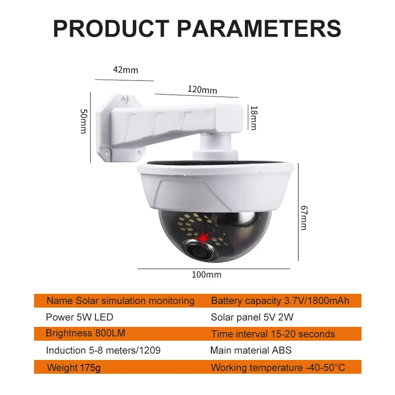 Simulation Solar Camera Outdoor Household Fake Camera Waterproof Lighting CCTV Surveillance Fake Camera Safety Protection image 6