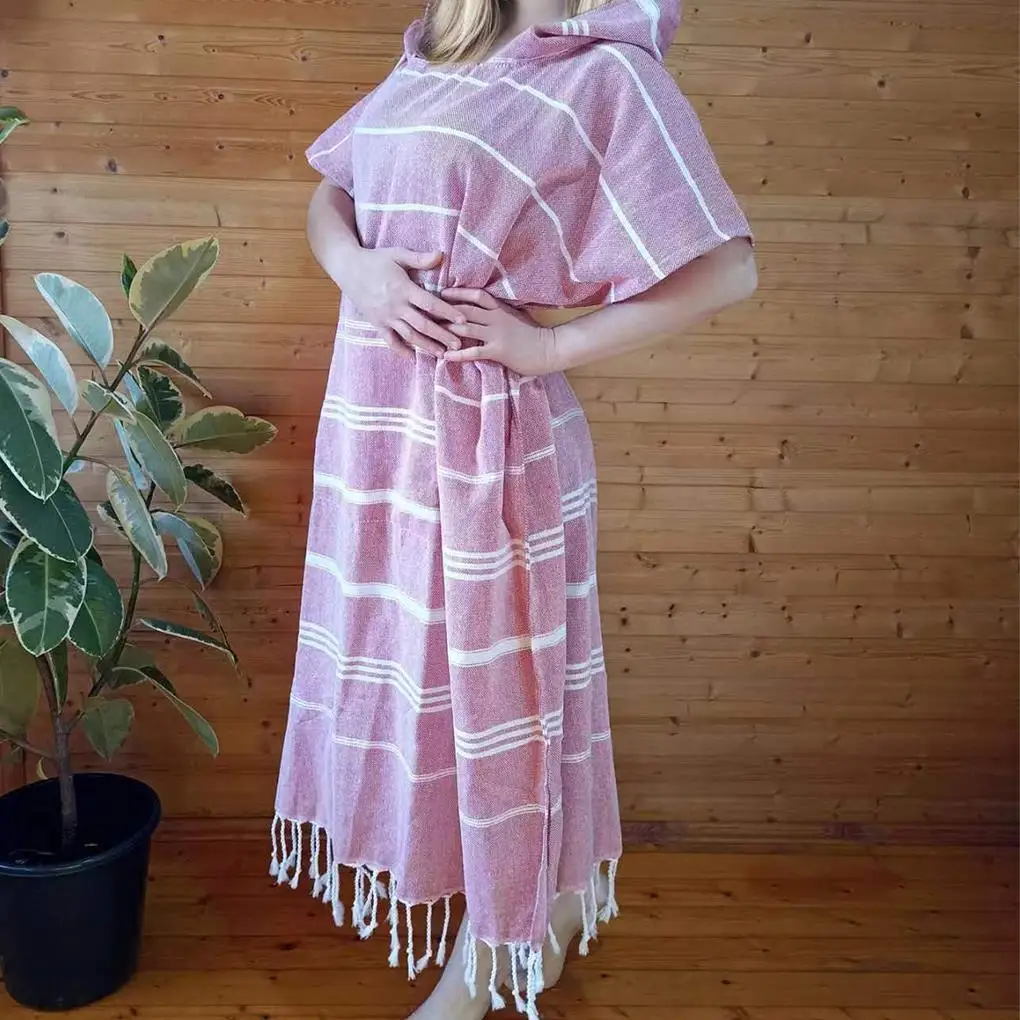 Wearable Turkish Beach Towel Sandproof Cotton Large Surf Poncho Robe Hooded Wetsuit Changing Towel Quick Dry for Beach Travel