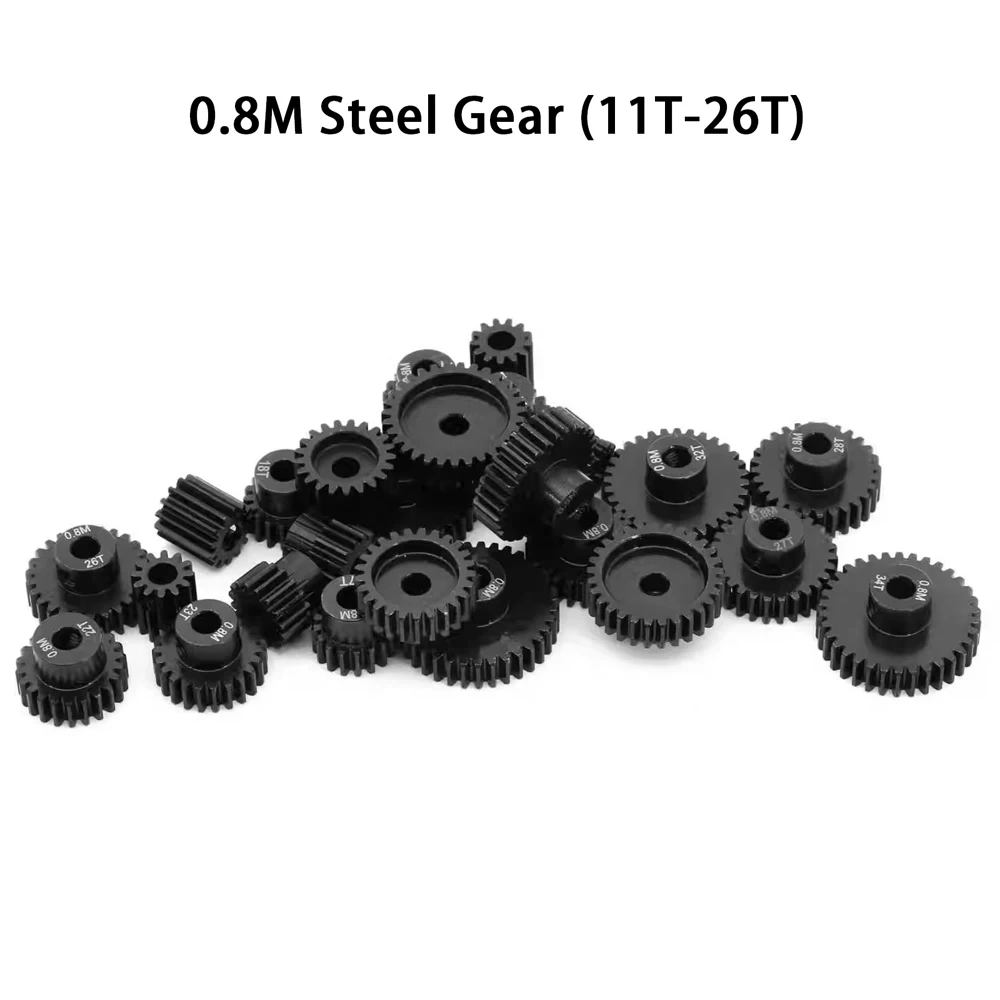 1P 32P M0.8 5mm 11T 12T 13T 14T 15T 16T 17T 18T 19T 20T 21T 22T-26T Black Steel Metal Pinion Motor Gear RC Model Car Accessories
