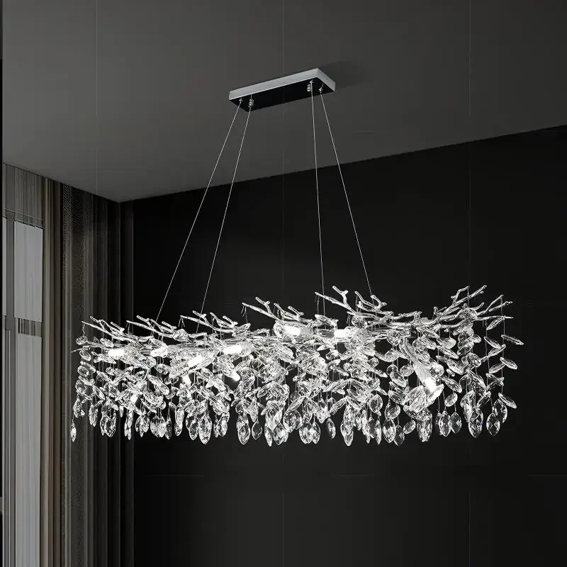 

Crystal living room chandelier art creative tree chandelier luxury villa living room French dining room tree chandelier