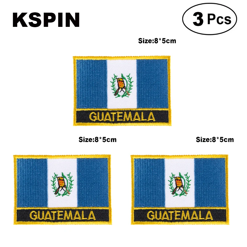 Guatemala Rectangular Shape Flag patches embroidered flag patches national flag patches for clothing DIY Decoration