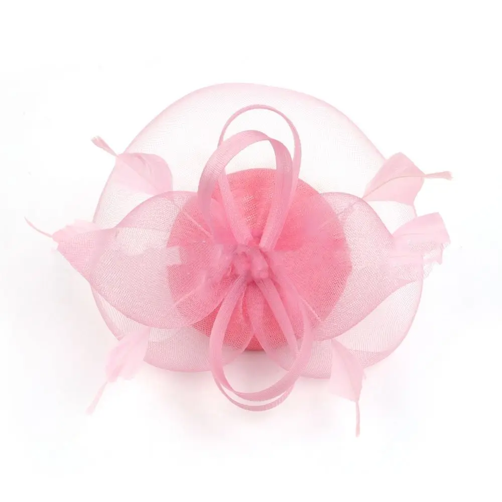 Fashion Feathers Mesh Fascinator Hat Exquisite Elegant Veil Hat Headwear Sweet Hair Hoop Bride Headband Dance Show