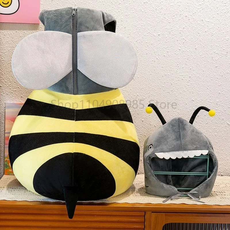 

Boys Girls Bee Shark Cosplay Costume Doll Stripe Sleeveless Back Wing Hat Suit Funny Animal Clothes Holiday Roleplay Outfit