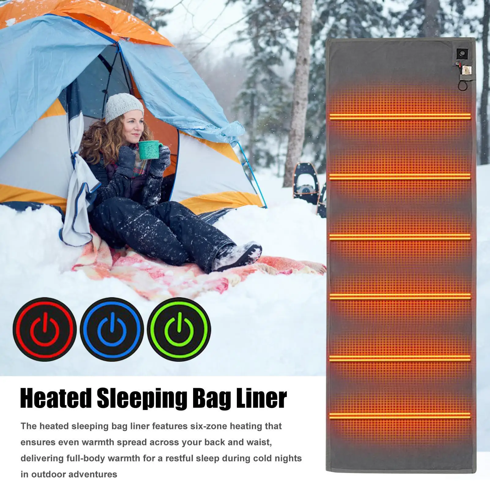 

Heated Camping Pad Foldable Warm Adjustable Mat Sleeping Bag Liner For Men Women Hiking Outdoor Picnic Travel Survival
