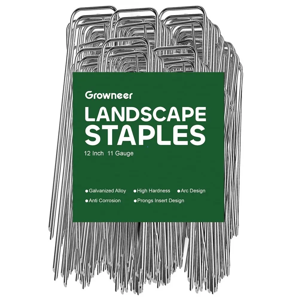 

Набор из 100 садовых скоб для ландшафтного дизайна, 12 дюймов, 11 калибр, сверхпрочные, из оцинкованной стали горячим способом, U-образные колышки для борьбы с сорняками, металлические шипы