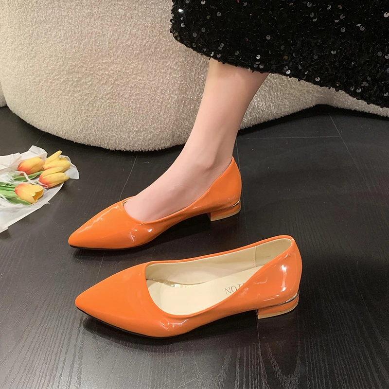 Plus Size Shoes for Women Chunky Heels Stone Pattern Pumps Spring New OL Fashion Pointed Toe Leather High Heels Shoes