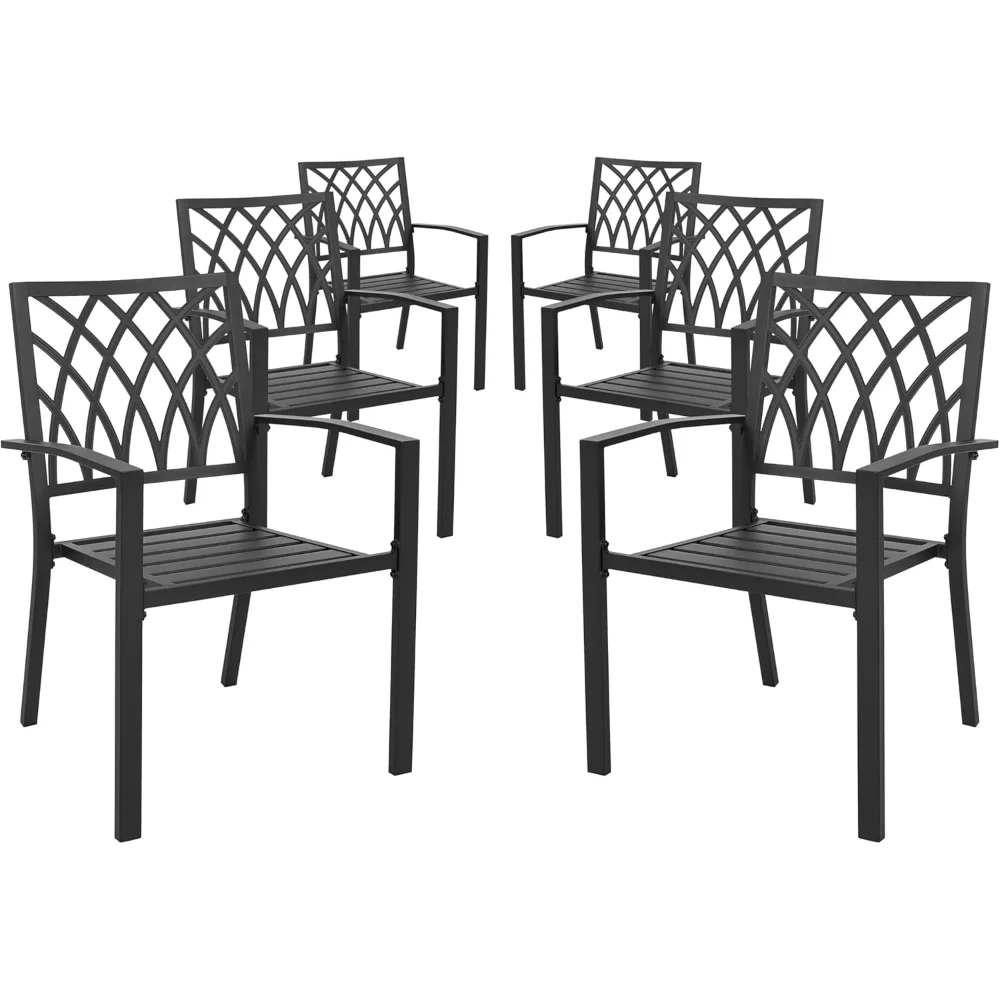 

Patio Outdoor Dining Chairs Set of 6, Portable Patio Dining Chairs, Stackable Patio Chairs Metal Chairs for Backyard