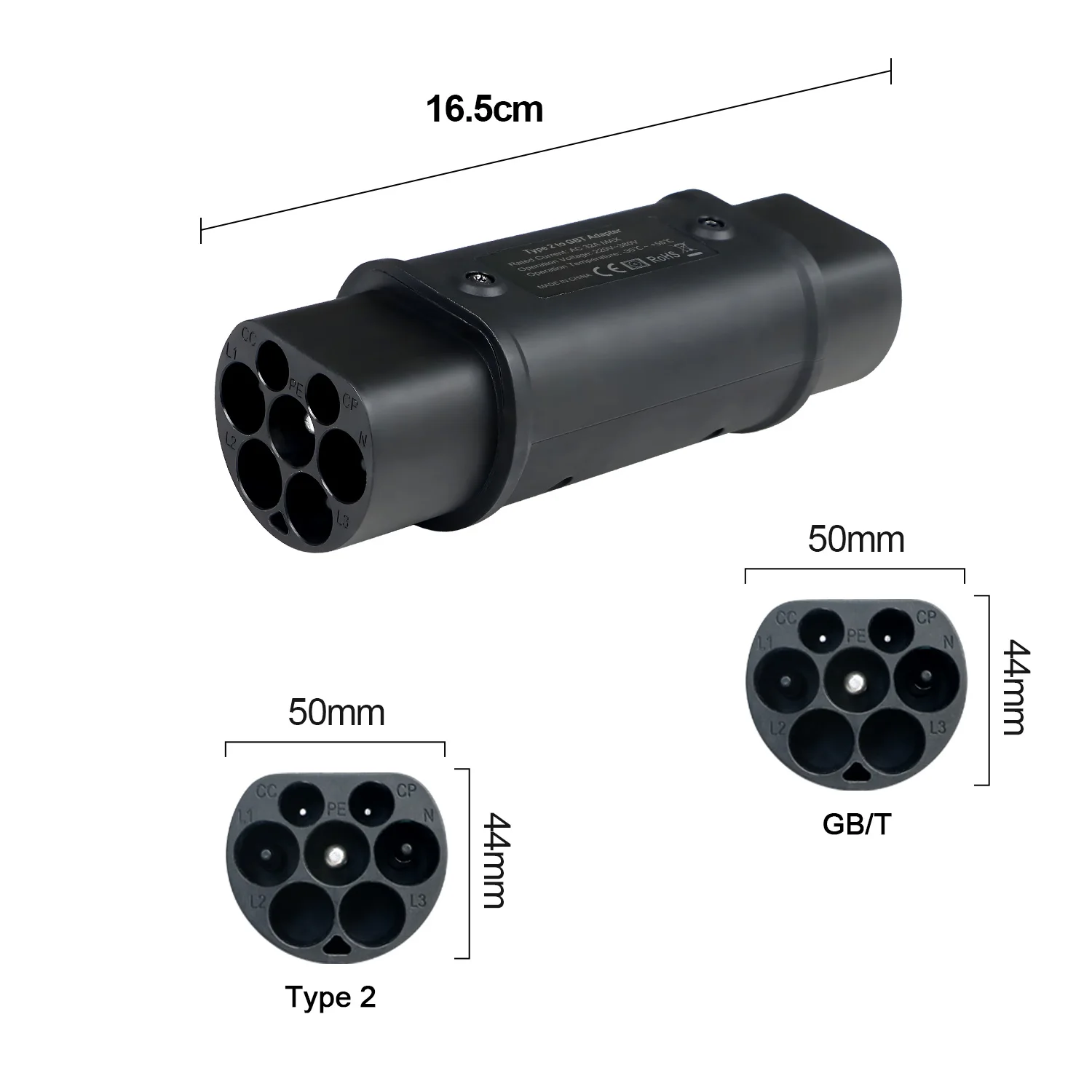 Kolanky EV Charger Adapter Type 2 IEC 62196-2 to GBT Converter for China Standard Electric Vehicle Charging EV Connector  22KW