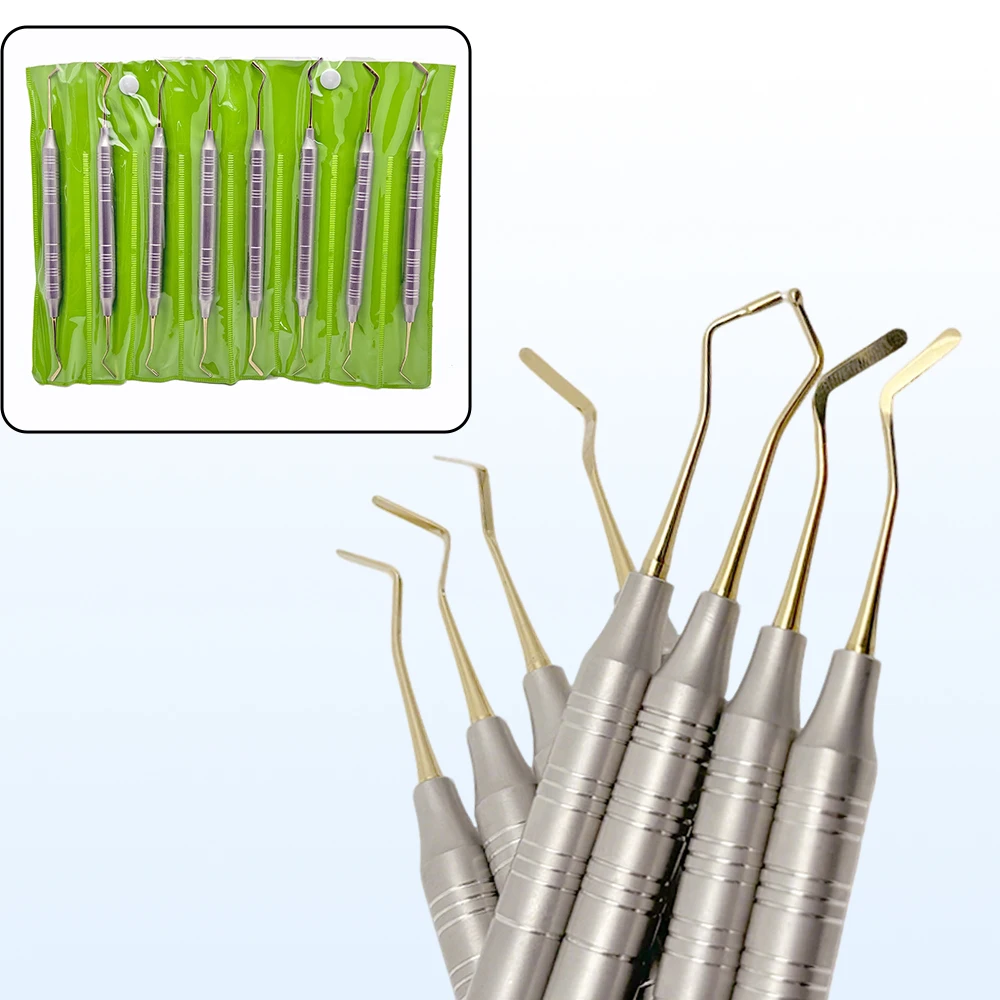 Complete Restorative Spatula Kit 8 Dental Resin Filling Tools with Disinfection Tray for Clinical Use
