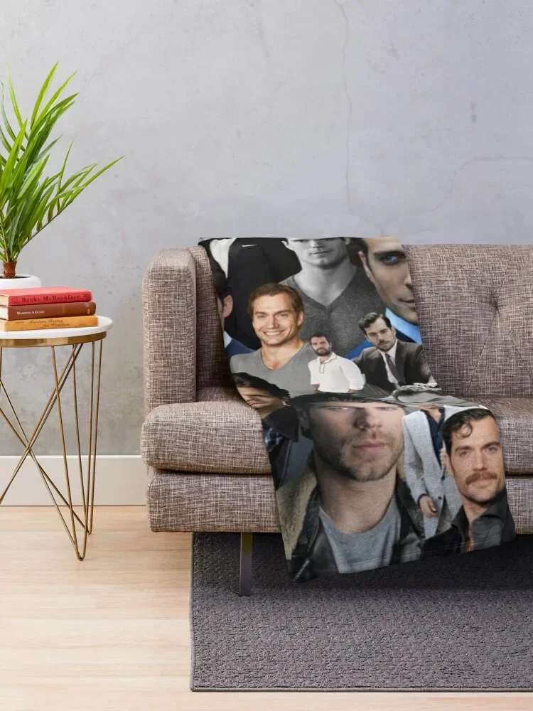 Henry Cavill Collage Throw Blanket Thin Plaid on the sofa Tourist Blankets