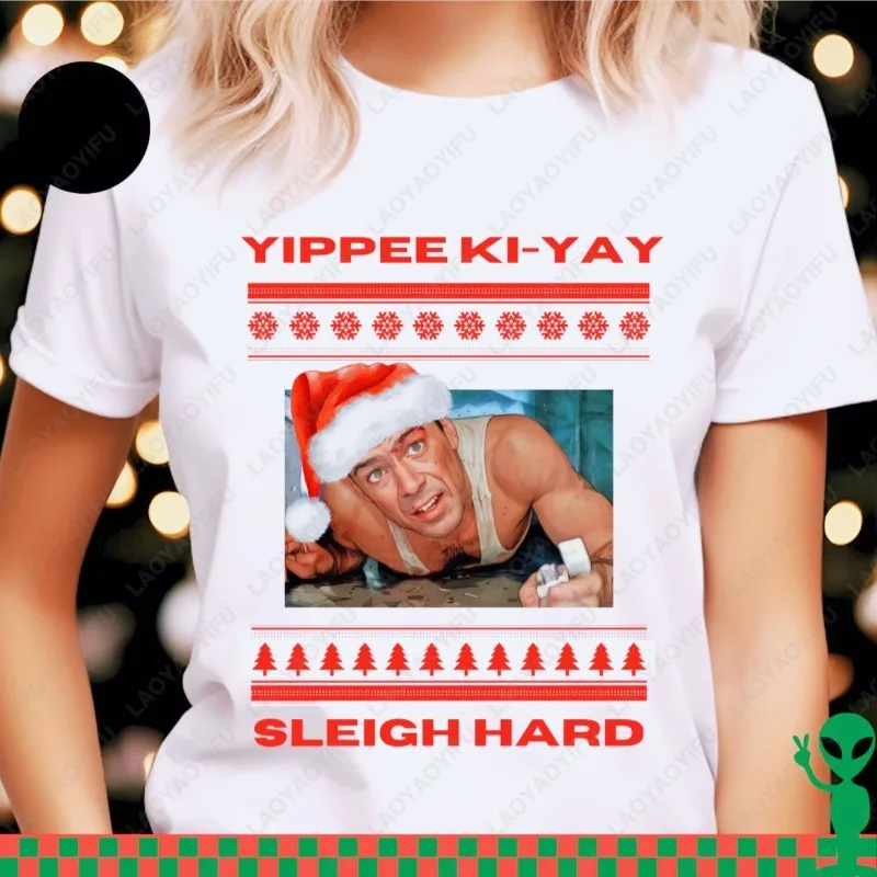 Die Hard Christmas Unisex Regular Short Sleeve Men Women New Year Xmas Festival Tshirt High Quality Cotton Funny  Portrait Tops