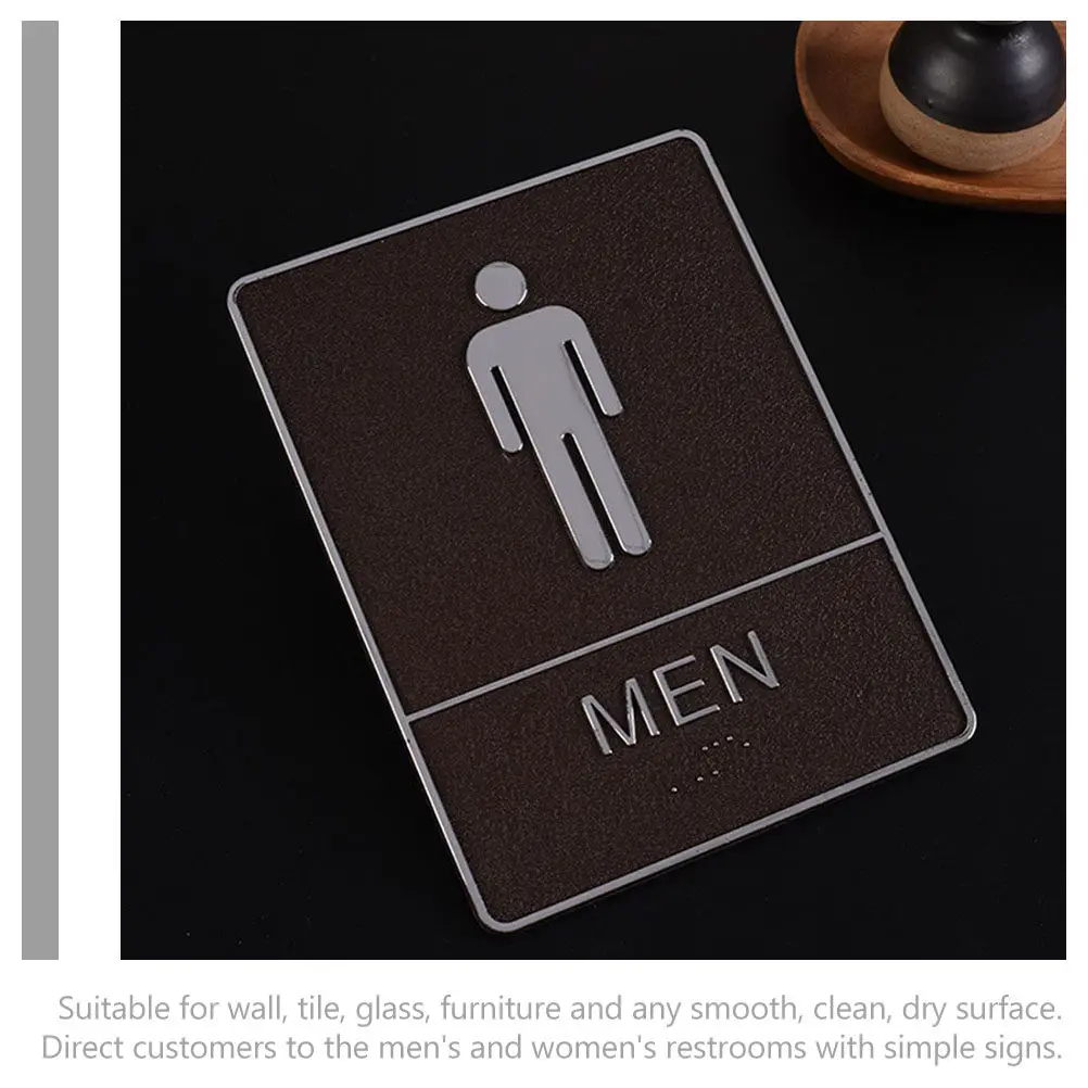 3Pcs Acrylic Washroom Sign Plate Set Men and Women Toilet Signs for Hotels Restaurants Shopping Malls Easy Apply Reusable