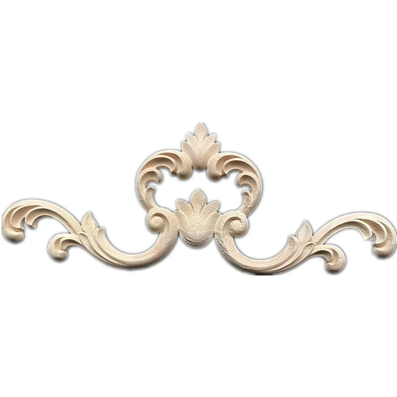 

40cm Wooden Furniture Appliques Living Room Decoration Home Decor Antique Onlays Mouldings Unique Natural Floral Wood Carved